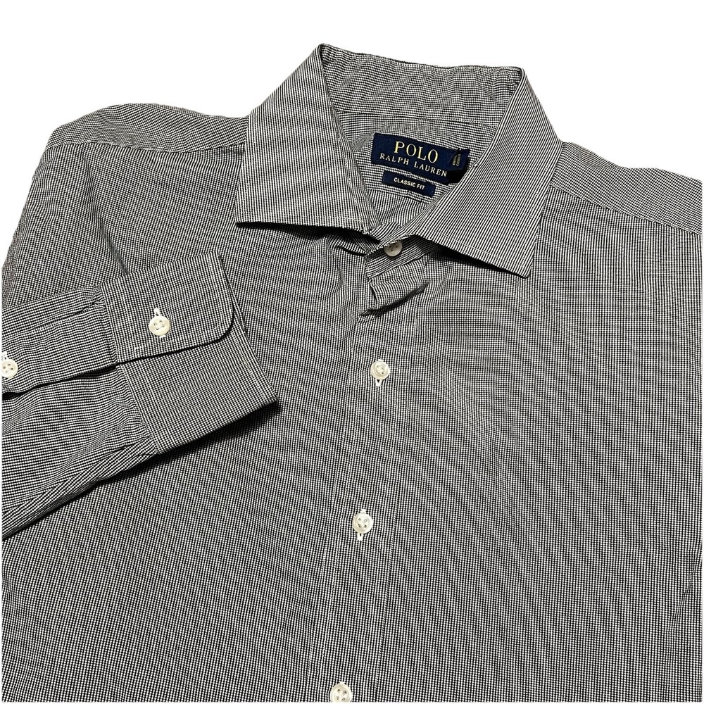 Polo by Ralph Lauren Men's Classic Fit Black & White Micro-Stripe Dress Shirt